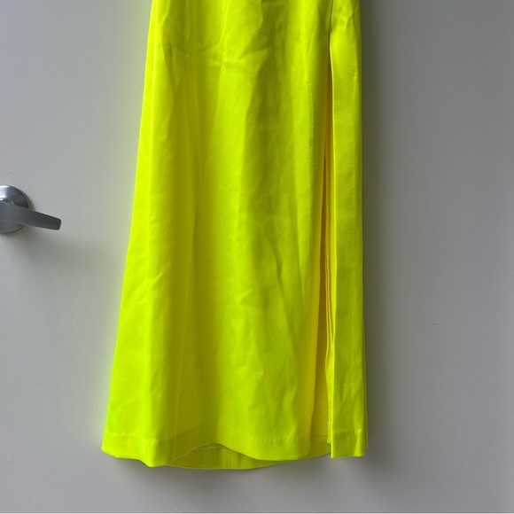 Alice + Olivia Eliza Neon Yellow Slip Dress – Silky Y2K Wedding Guest Party - Picture 7 of 16